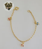 (1-60000) Gold Laminate-1.5mm Link Kids Bracelet w/ Charms- 5.5" - BGO - Fantasy World Jewelry