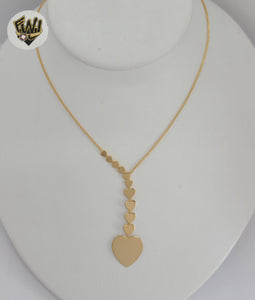 (1-6401-1) Gold Laminate - Box Link Heart Necklace - 17" - BGF