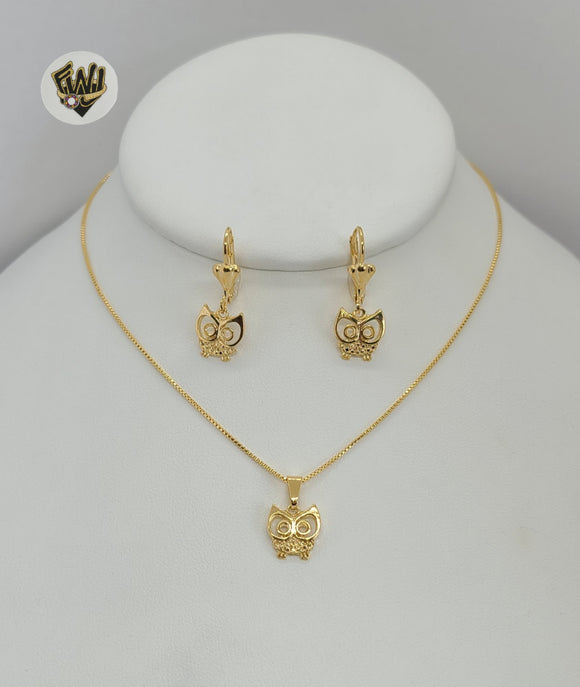 (1-6516) Gold Laminate - Owl Set - BGF - Fantasy World Jewelry