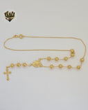 (1-3304-1) Gold Laminate - 6mm Miraculous Virgin Rosary Necklace - 18" - BGO.