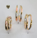 (1-2770) Gold Laminate - Three Tone Hoops - BGO - Fantasy World Jewelry
