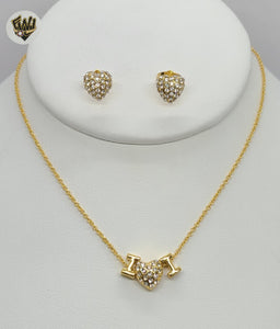 (1-6498) Gold Laminate - Zircon Heart Set - BGO - Fantasy World Jewelry