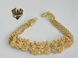 (1-0515-1) Gold Laminate Bracelet -Link Bracelet w/ Design- 7.5''-BGO - Fantasy World Jewelry