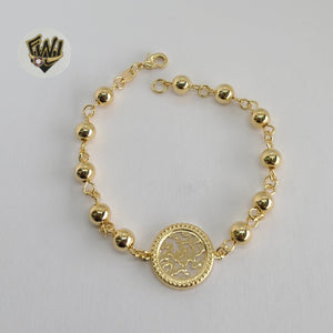 (1-0708) Gold Laminate - 6mm Balls Bracelet 7.5"- BGF - Fantasy World Jewelry