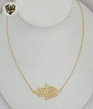 (1-6309-1) Laminado de oro - Collar de mano de Hamsa con eslabones en caja - 18" - BGF
