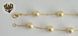 (1-0730) Gold Laminate -2mm Rolo Link Bracelet w/ Pearls- 7" -BGO - Fantasy World Jewelry