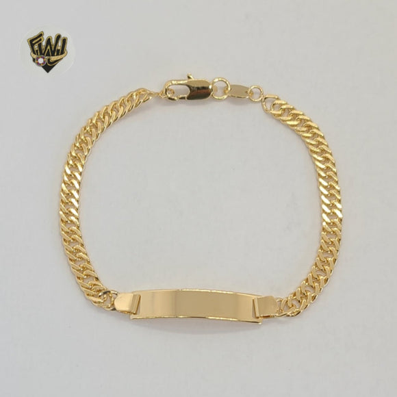 (1-0965) Gold Laminate - 4.5mm Double Curb Link Plate Bracelet - 7
