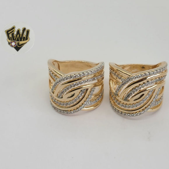 (1-3142) Gold Laminate -CZ Crossed Ring - BGO - Fantasy World Jewelry