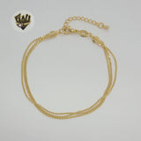 (1-0495) Gold Laminate - 1mm Alternative Triple Link Bracelet 7" - BGF - Fantasy World Jewelry