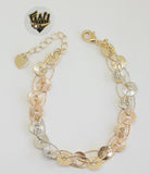 (1-0813) Gold Laminate - 8mm Alternative 3-Tone Bracelet - 7" - BGO - Fantasy World Jewelry