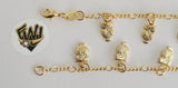 (1-0940) Gold Laminate - 1.5mm Link W/ Owls Bracelet - 5.5" - BGF - Fantasy World Jewelry