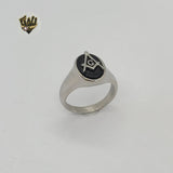 (4-0073-1) Stainless Steel - Masonic Symbol Men Rings. - Fantasy World Jewelry
