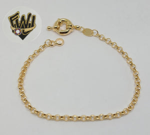 (1-0439) Gold Laminate Bracelet - 3mm Rolo Link w/Oversized Lock - 7.5", 7" - BGF - Fantasy World Jewelry