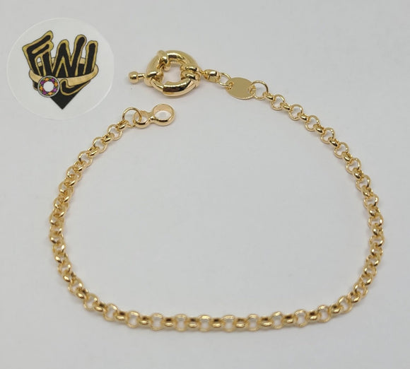 (1-0439) Gold Laminate Bracelet - 3mm Rolo Link w/Oversized Lock - 7.5