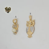 (1-2268) Gold Laminate - Owl Pendants - BGF