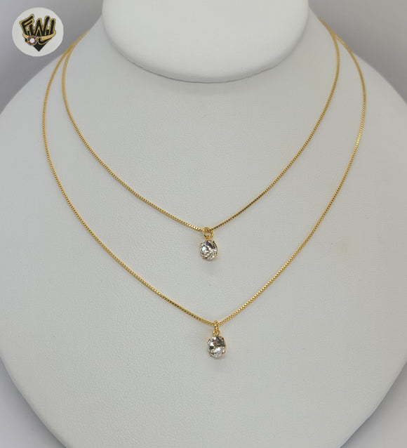 (1-6509) Gold Laminate - Layered Chains Necklace - BGF - Fantasy World Jewelry