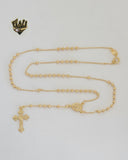 (1-3320) Gold Laminate - 1mm Miraculous Virgin Rosary Necklace - 18" - BGF.