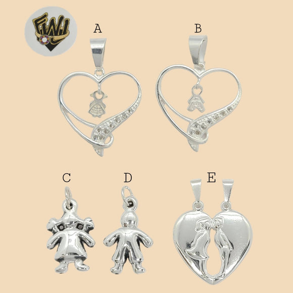 (2-1279) 925 Sterling Silver - Girl and Boy Pendants. - Fantasy World Jewelry