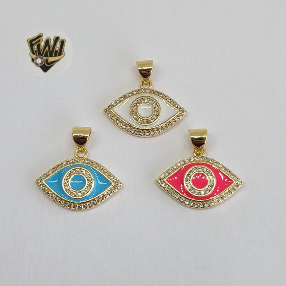 (1-2492) Gold Laminate - Colorful Eyes Pendants - BGO - Fantasy World Jewelry