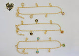 (1-0174-1) Gold Laminate - 2mm Figaro Link Charms Anklet - 9.5" - BGO