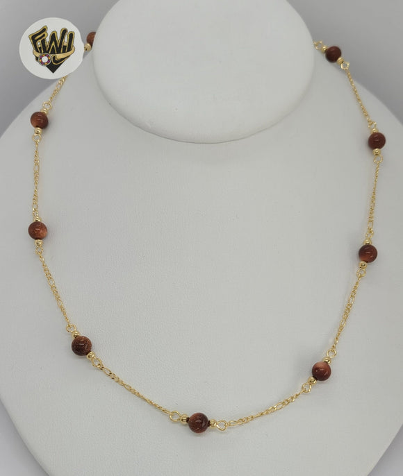 (1-3902-C) Gold Laminate - 6mm Venturina Beads Necklace - BGF