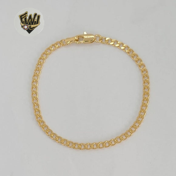 (1-0949) Laminado de oro - Brazalete de eslabones curvos de 3 mm