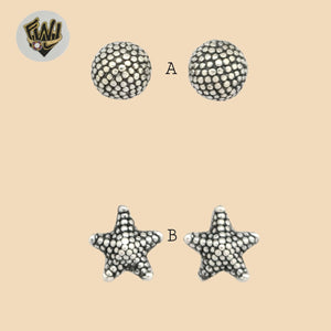 (2-3187) 925 Sterling Silver - Stud Oxidized Earrings.
