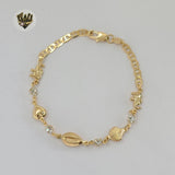 (1-0533) Gold Laminate - 4mm Link  Shell and Elephants Bracelet - 7.5" - BGF - Fantasy World Jewelry