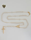 (1-3312) Gold Laminate - 5mm Guadalupe Virgin Rosary Necklace - 24" - BGF.