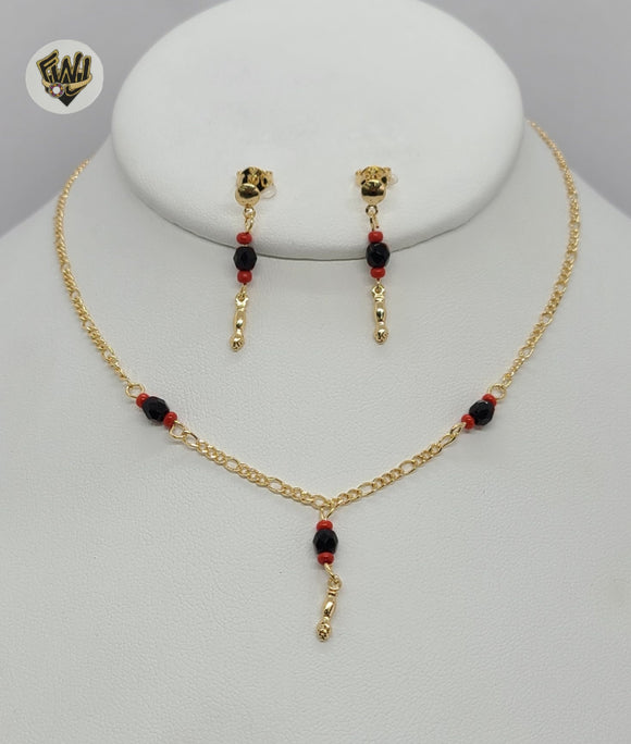 (1-6186) Gold Laminate - Figa Azabache Set - BGF - Fantasy World Jewelry