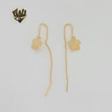 (1-1233) Gold Laminate - Flower Long Earrings - BGF