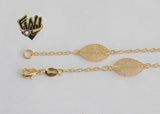 (1-0150) Gold Laminate - 2mm Rolo Link with Leaf Anklets - 10" - BGO - Fantasy World Jewelry