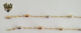 (1-0707) Gold Laminate- 2mm Singapore Link Bracelet w/ Balls-7"-BGO - Fantasy World Jewelry