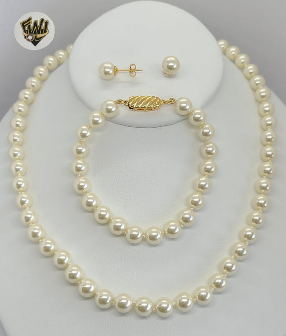 (MSET-08) Gold Laminate - Mallorca Pearls Set - BGF - Fantasy World Jewelry