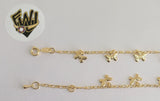 (1-0598) Gold Laminate Bracelet-2mm Figaro Link Bracelet w/Charms -BGF - Fantasy World Jewelry