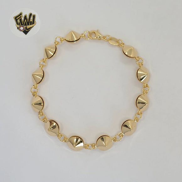 (1-0727) Laminado de oro - Brazalete de eslabones alternativos de 8 mm - BGF