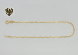 (1-0032-1) Gold Laminate - 2mm Paper Clip Link Anklet - 10” - BGF