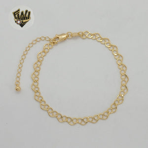(1-0717) Gold Laminate - 5.5mm Alternative Heart Link Bracelet - 7.5" - BGF