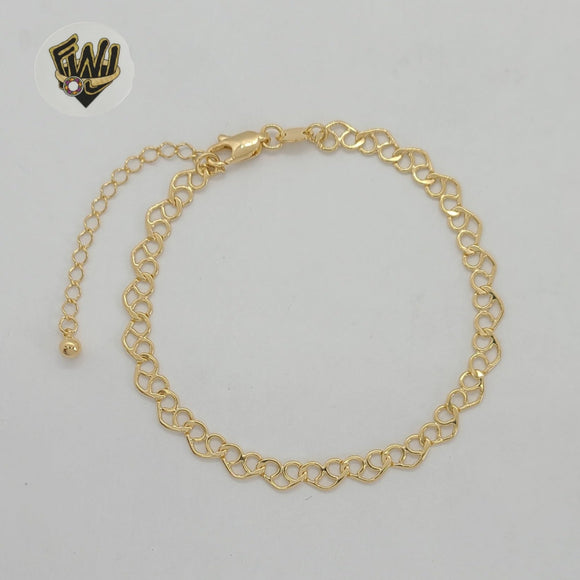 (1-0717) Gold Laminate - 5.5mm Alternative Heart Link Bracelet - 7.5