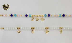 (MBRA-16) Gold Laminate - Stones Bracelet with Charms - BGF - Fantasy World Jewelry