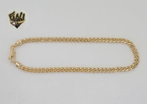 (1-0031) Gold Laminate - 4.5mm Curb Link Anklet - 10" - BGO