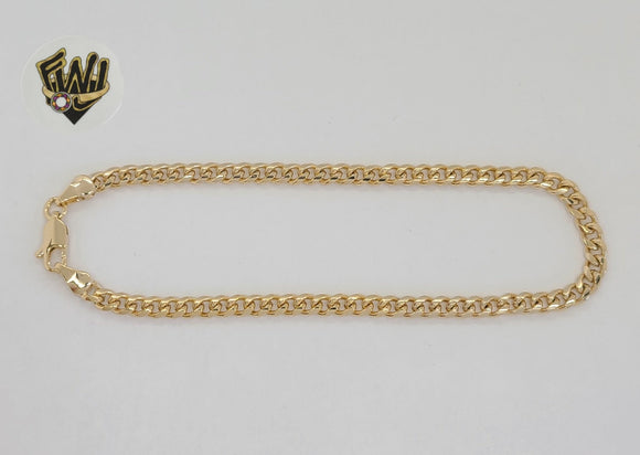 (1-0031) Gold Laminate - 4.5mm Curb Link Anklet - 10