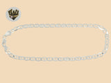 (2-0113) 925 Sterling Silver - 4.5mm Marine Link Anklet - 10" - Fantasy World Jewelry