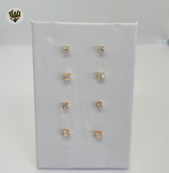 (1-1079) Gold Laminate - Zircon Stud Earrings - BGO - Fantasy World Jewelry