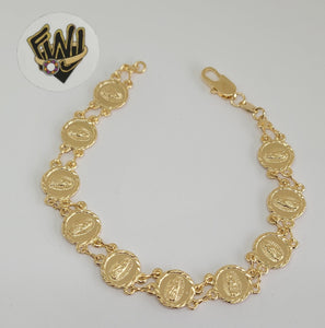 (1-0834) Gold Laminate - 11mm Medals Bracelet - 8" - BGF - Fantasy World Jewelry