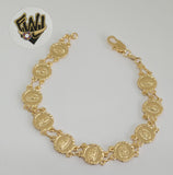 (1-0834) Gold Laminate - 11mm Medals Bracelet - 8" - BGF - Fantasy World Jewelry