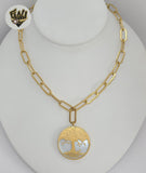 (4-7094) Stainless Steel - 6.5mm Paper Clip Link Tree of Life Necklace - 18".