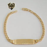 (1-60063) Gold Laminate -4mm Curb Link Men Bracelet w/ Plate - 8" - BGF - Fantasy World Jewelry