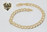 (1-0417) Gold Laminate - 6mm D/C Curb Link Bracelet - 7.5'' - BGF - Fantasy World Jewelry