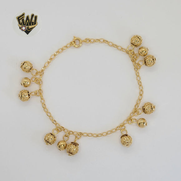 (1-0595) Gold Laminate - 3mm Rolo Link Balls Bracelet - 7.5